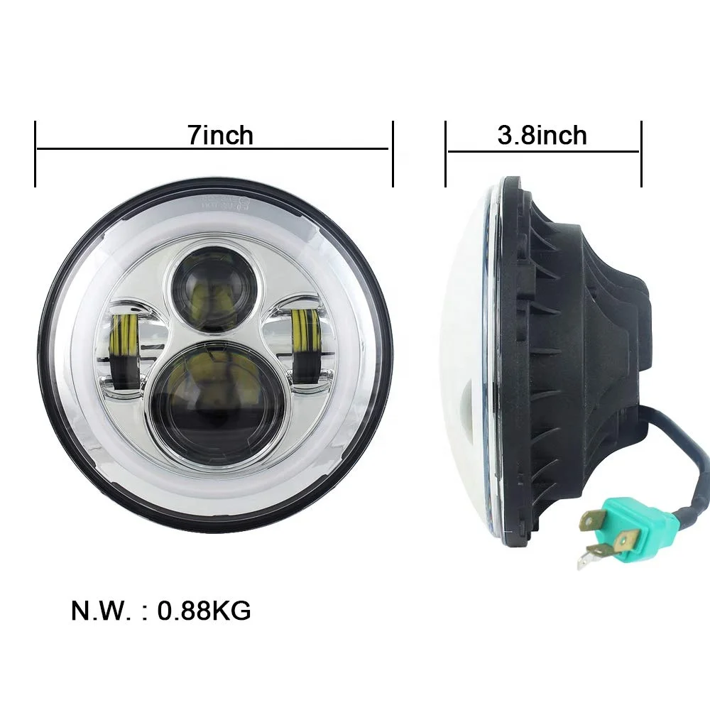 Halo Led Headlight 7 inch round led headlamp 12V motorcycle driving light