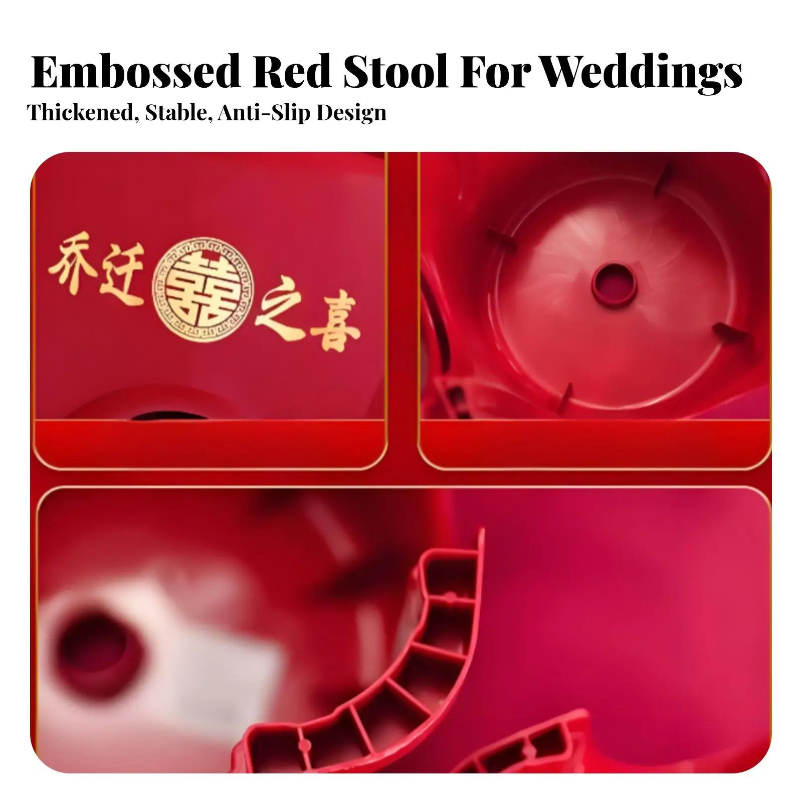 Red Stackable Plastic Stool for Wedding Party Extra Thick Non Slip Round Seating for Adults Kids Home Kitchen Use