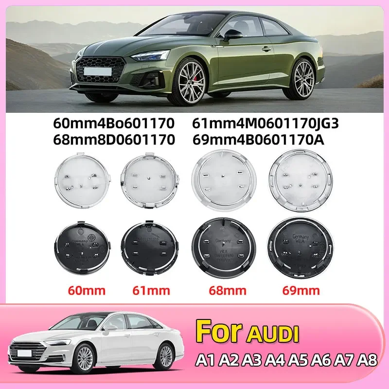 

4pcs 60mm 61mm 69mm Car Styling Wheel Center Cap Hub Covers Badge 4B0601170 For Audi A3 A4 A5 A6 A7 A8 S4 S6 Car Accessories