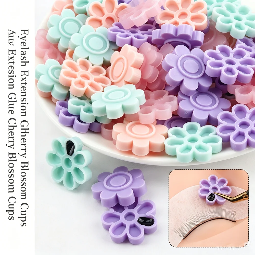 100/200PCS Sakura Eyelash Extension Glue Cup – Adhesive Ring for Volume Fans & Application