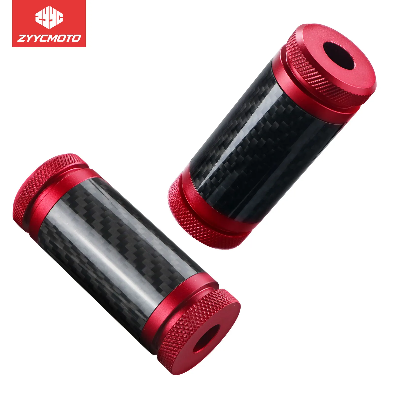 ZYYCMOTO CNC Aluminum Slider End Caps with Fiber Inlay for 1.25
