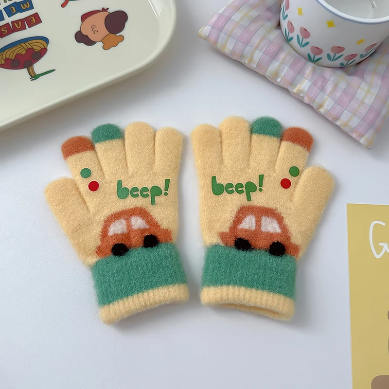 2023 neue Jahr Herbst Winter Nette Baby Jungen kinder Warme Cartoon Fahrzeuge Handschuhe Kinder für 3-8 Jahre Fäustlinge