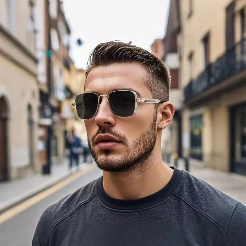 Men Women Vintage Steampunk Square Driving Sunglasses Metal Frame Spring Hinges Trendy Driver Eyepiece Sun Glasses