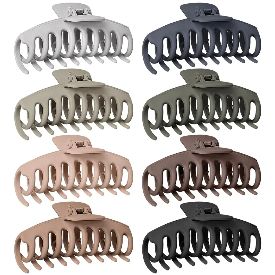 

Большие заколки для волос для женщин Jumbo Jaw Set с матовым нескользящим дизайном для густых тонких и вьющихся волос, прочная фиксация, безопасная ручка 4