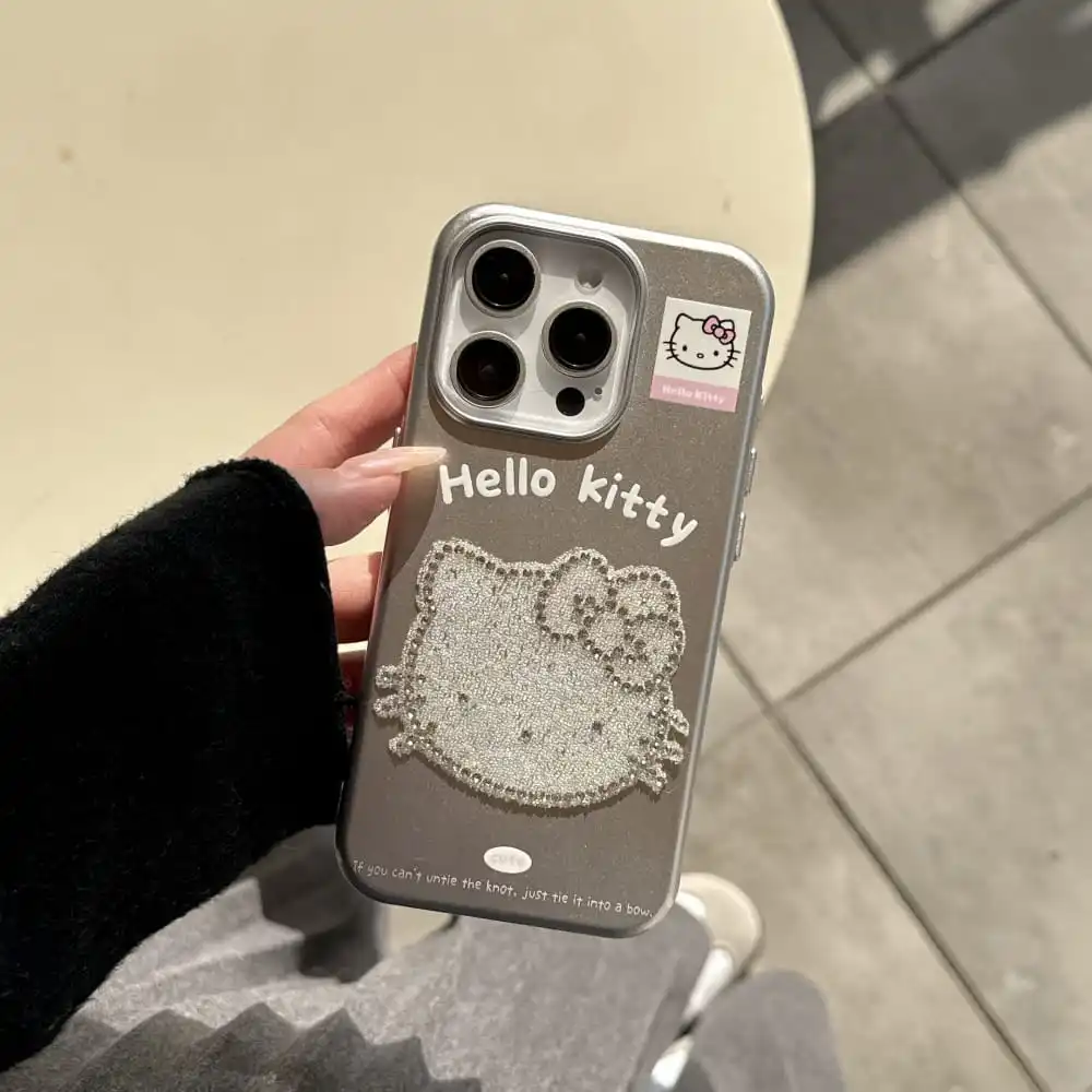 لطيف الكرتون أنيمي دور فلاش الماس مرحبا كيتي جراب هاتف آيفون 13 14 15 16 برو ماكس رائجة البيع المضادة للسقوط الغطاء الواقي