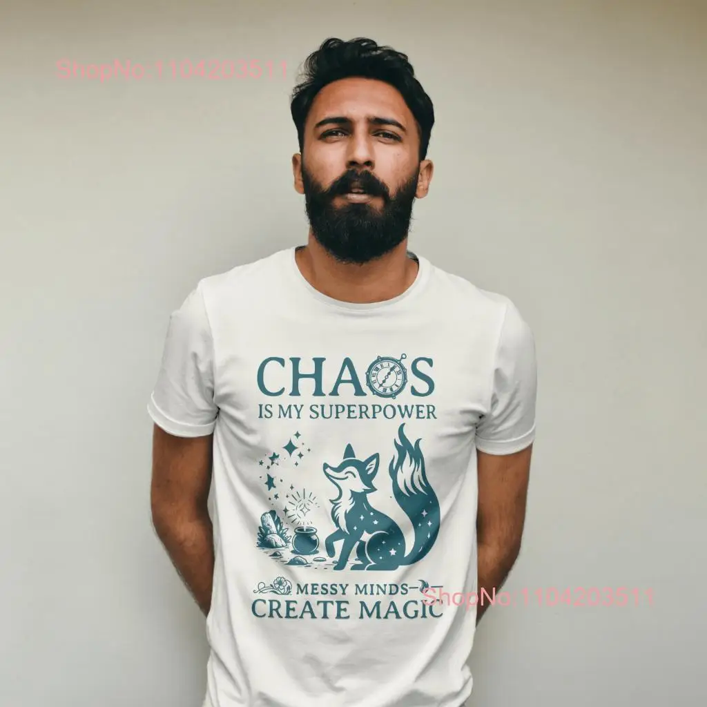 Chaos is My Superpower T Shirt Funny Magical Vintage Retro Mental Health Fox Creativity Design for Dreamers