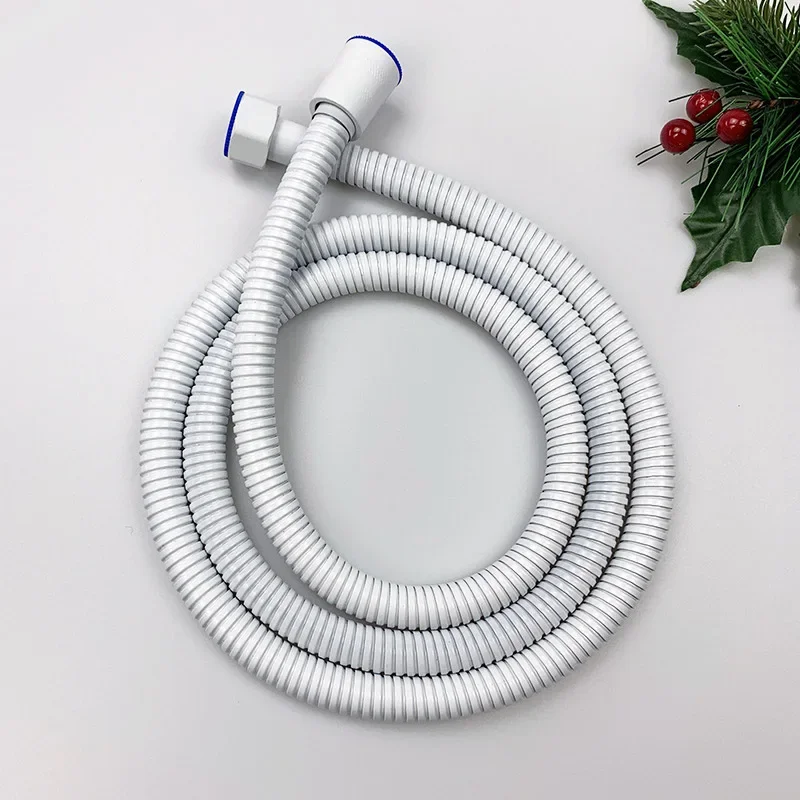 

New 1.5M White Stainless Steel Flexible Shower Hose Long Bathroom Shower Water Hose Extension Plumbing Pipe Pulling Tube