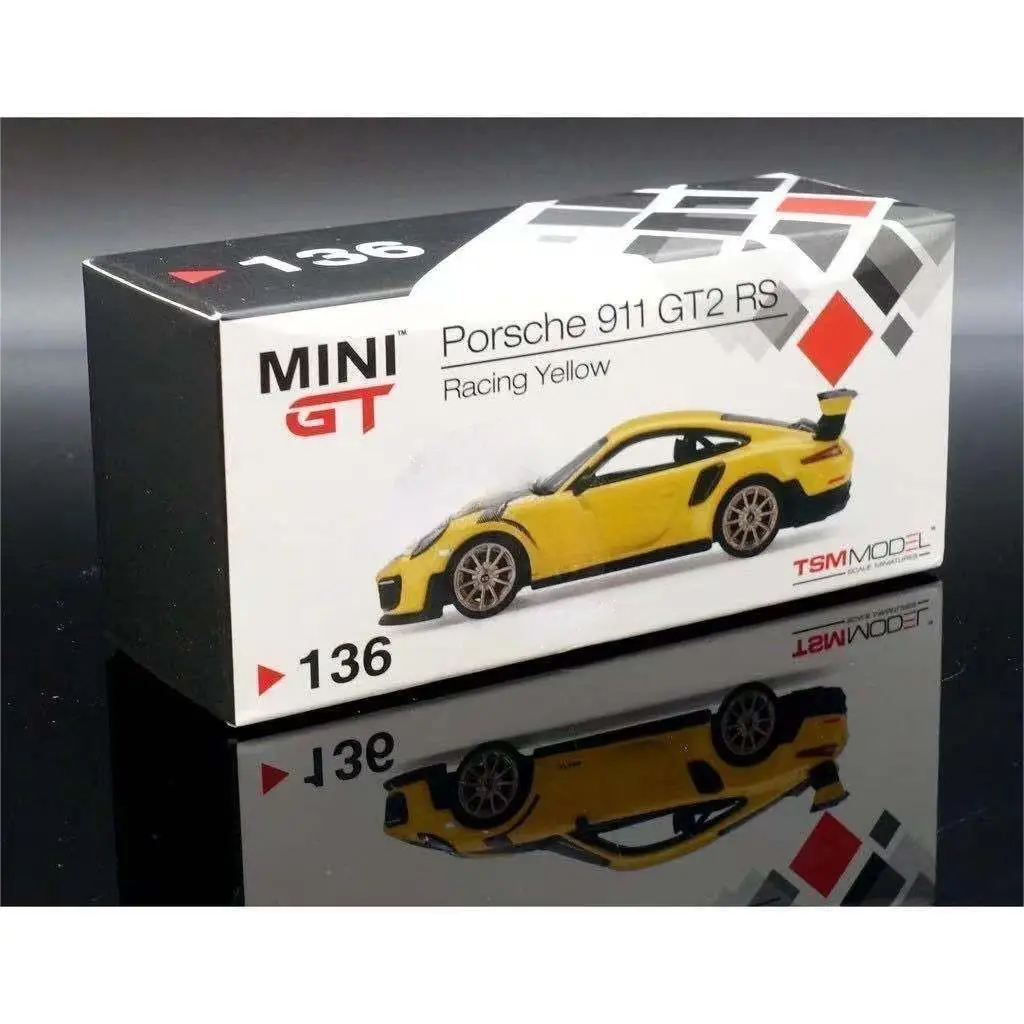 TSM MINIGT 1/64  #136  911 GT2 RS Racing Yellow Die-cast alloy car model collection display gifts