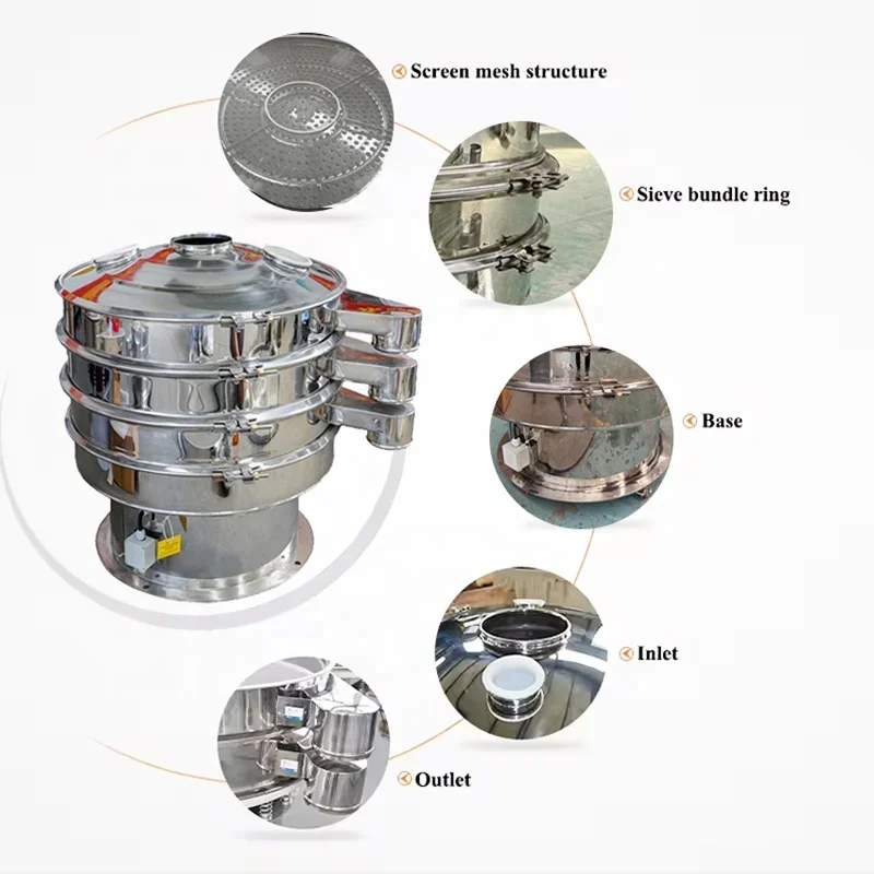 Corn Screening Sieving Gold Sifter Rubber Powder Sieve Coffe Coffee Beans Rotary Vibrating Screen Machine For Flour Soil