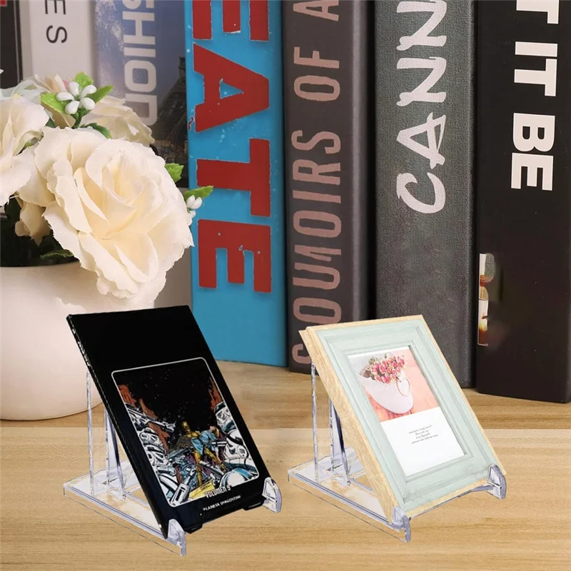 A06R 24 Pcs Clear Plastic Display Stand, Adjustable Clear Plastic Display Stands Easel Multifunctional Display Holder Durable