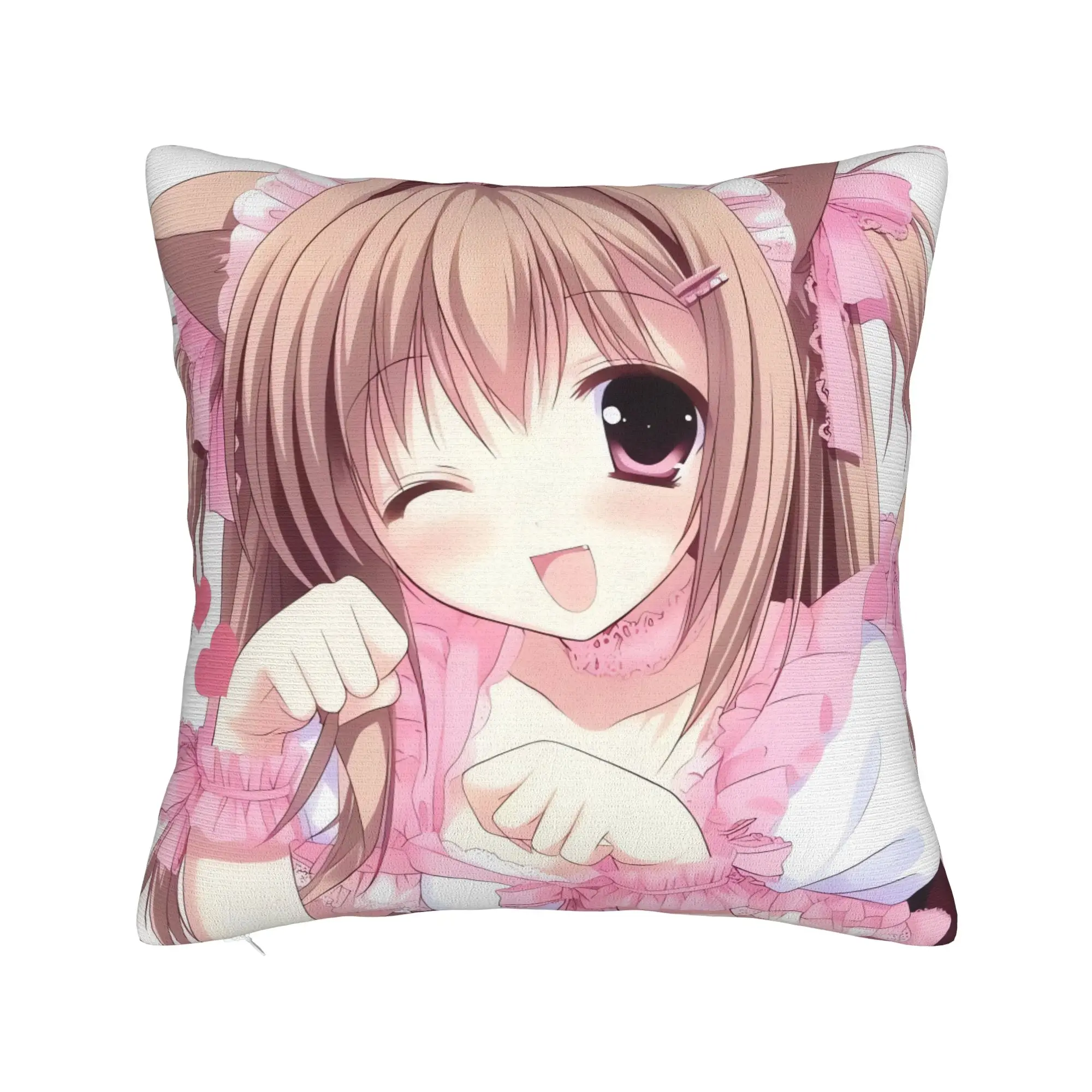 Pillow Cover Super Kawaii Game Nekopara Chocola Vanilla  Morden Pillow Case For Office Car Home Decor Pillowcases