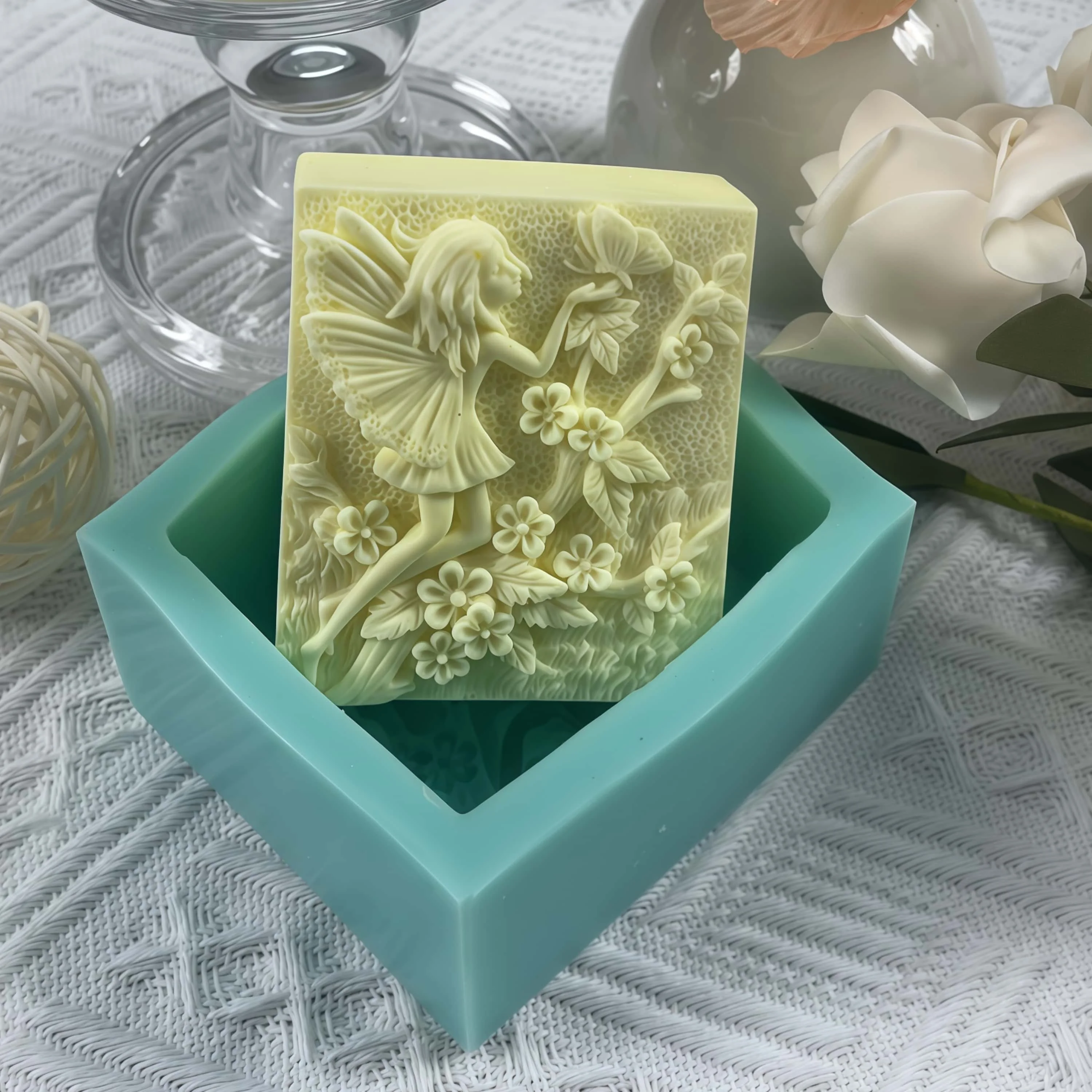 Silicone Soap Mold Flower Fairy Handmade Soap Molds Butterfly Cold Process Natural Soap Art Crafts Moulds Aroma Plaster DecoMold - view 3