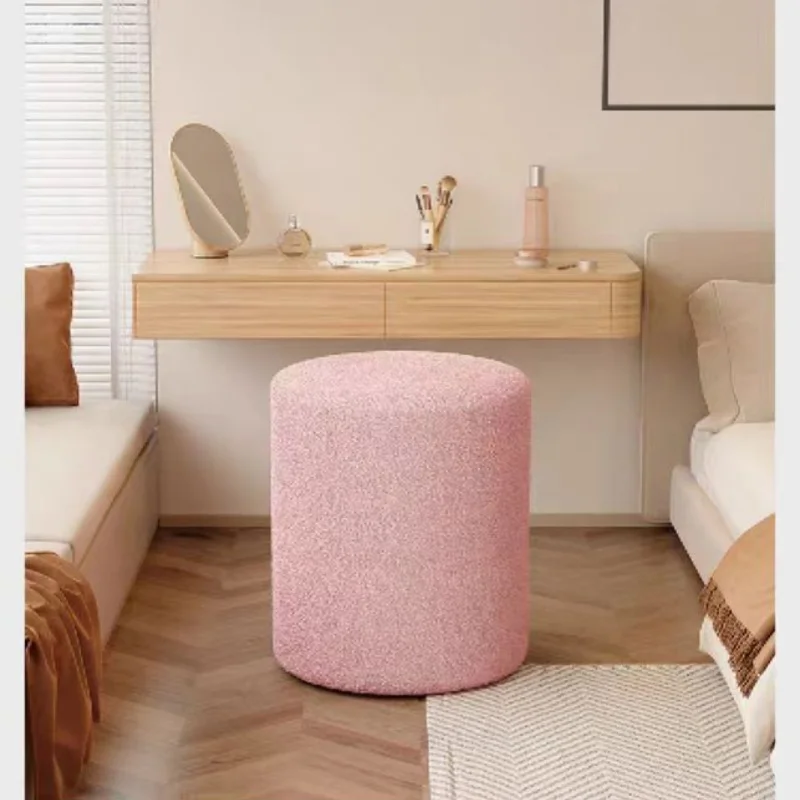 #￥Modern Makeup Chair Household Living Room Low Stool Wooden Stool Light Luxury Round Chair Dressing