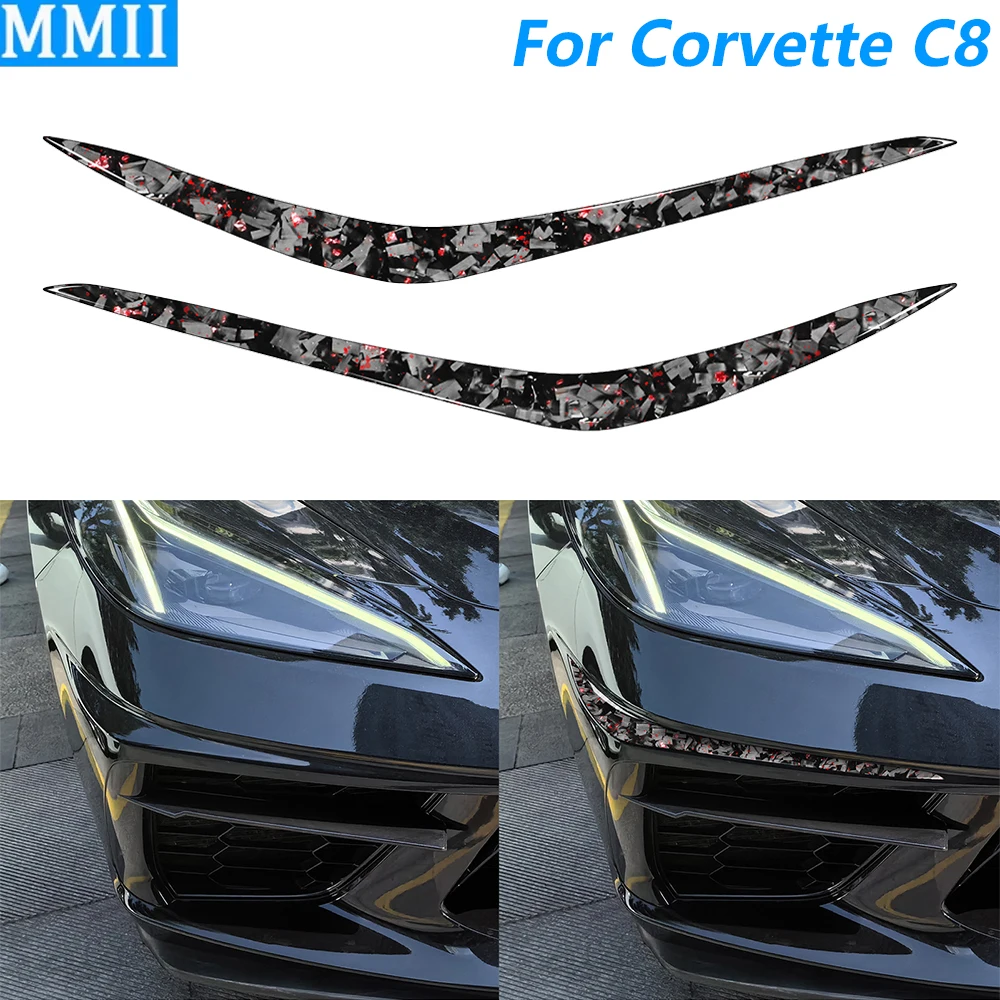 

For Chevrolet Corvette C8 2020-2025 Forged Carbon Fiber Front Bumper Lip Panel Cover Trim Car Accessories Decoration Sticker