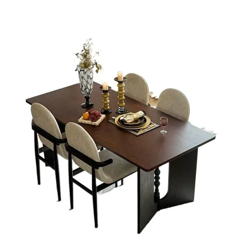 

All solid wood large board French retro dining desk tea medieval dining and chairs rectangular square