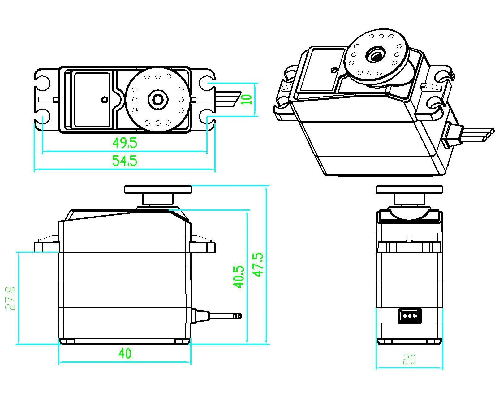 25KG 6V RDS3225 Digital Metal Gear Robotic Servo 180 degree double-shaft Waterproof IP66 with Long and Short Straight U Mouting