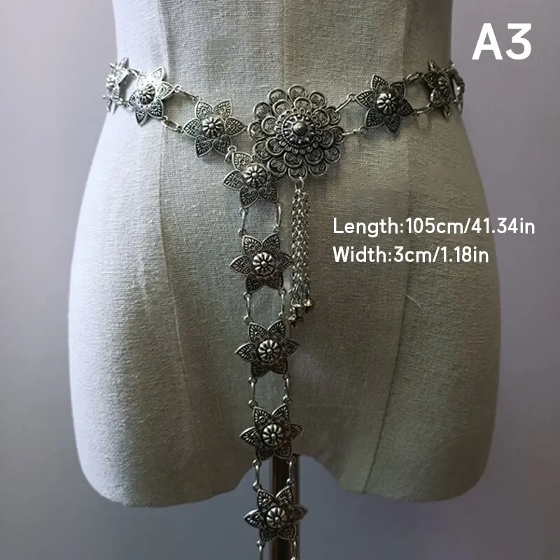 1PC Metal Thailand Waist Chain Women Thai Dai Gold Belts Vintage Clothing Accessories Traditional Malaysian Vacation Dress Decor view 4