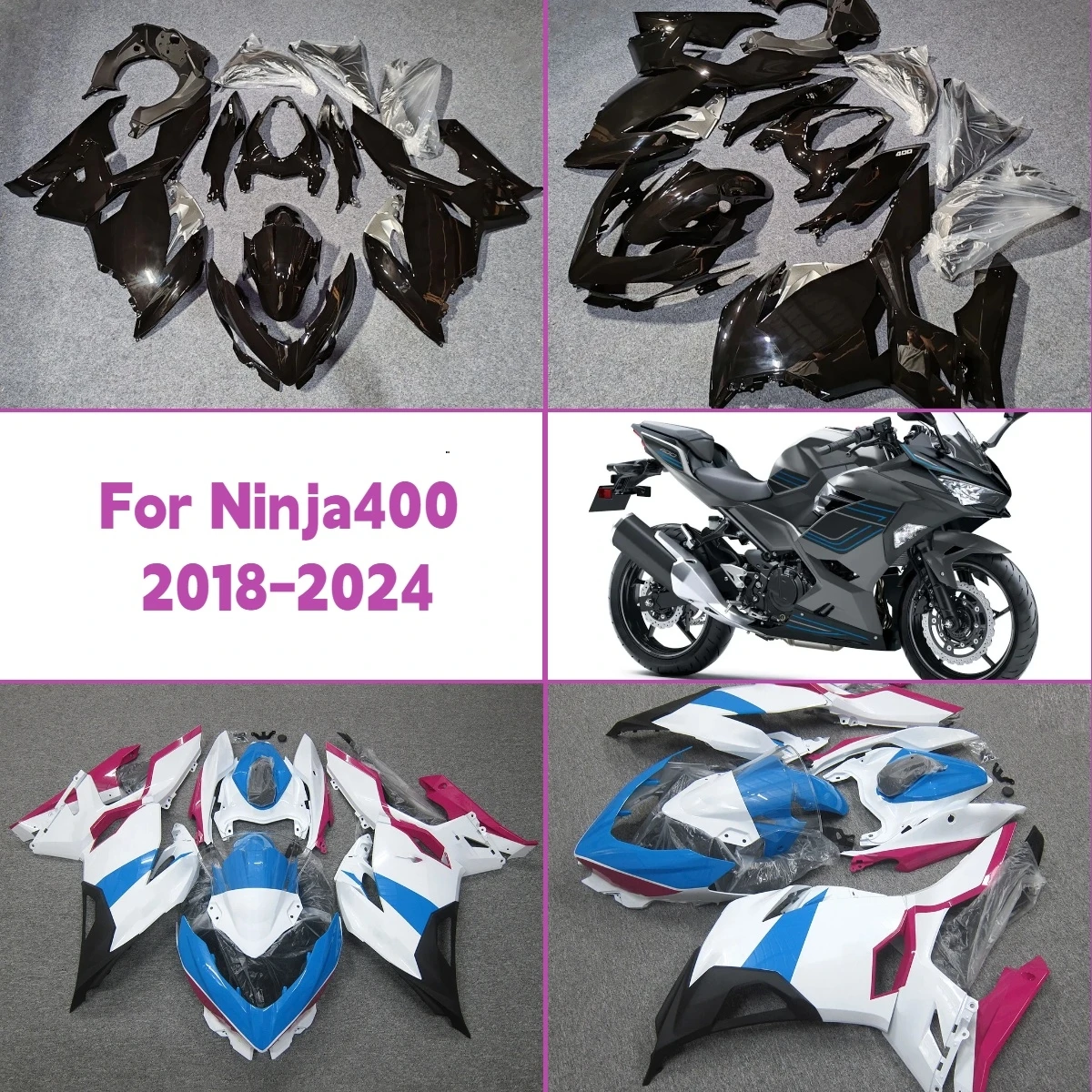 

2018-2024 Ninja400 Custom ABS Bodywork Full Fairings for 18-24 Kawasaki Ninja 400 Injection Fairing Kit
