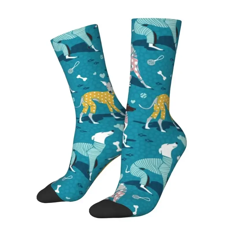 Greyhound Dogwalk Dress Socks Men Women Warm Funny Novelty Whippet Sihthound Dog Crew Socks