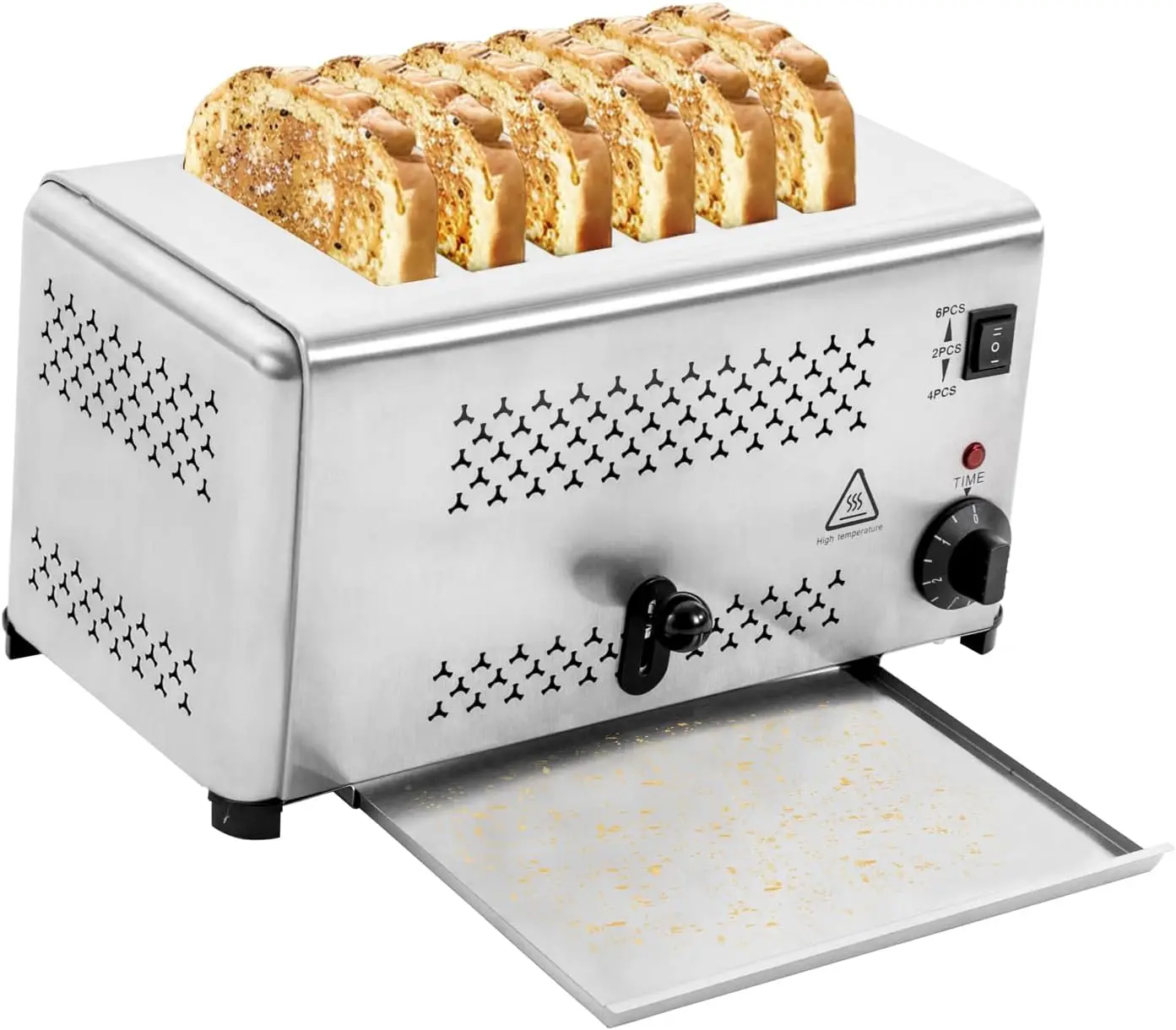 Tostadora de 6 rebanadas, tostadora comercial de 110V 1650W, máquina para hornear pan de acero inoxidable para restaurante