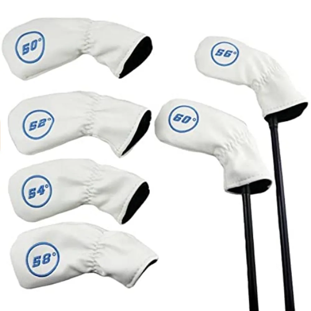 6 Pcs Golf Wedge Cover Waterproof Leather PU 50 52 54 56 58 60 Degree Golf Sand Wedge Headcover