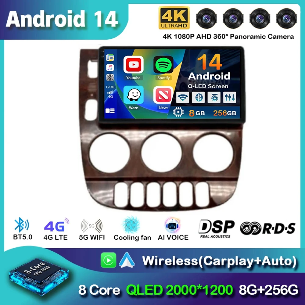 

Android 13 Wireless Carplay Auto For Mercedes Benz M-Class W163 ML 1997-2005 Navigation GPS Multimedia Video Player Stereo 2din