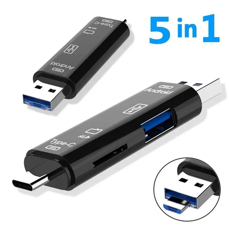 5 In 1 Multifunction OTG Micro Reader Flash Drive Smart Memory Card Reader Type C Cardreader USB Micro SD Adapte for PC Laptops