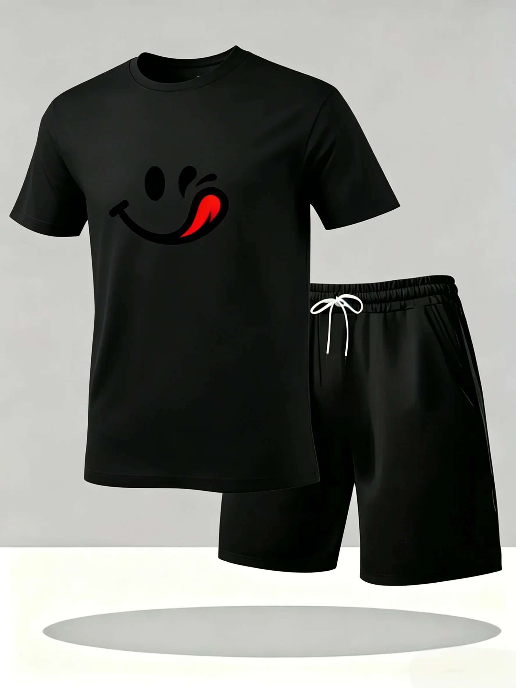 2026 Summer Men's Mesh Short Sleeve Set. Casual, fashionable and breathable, two-piece T-shirt set, summer ice silk short sleeve view 4