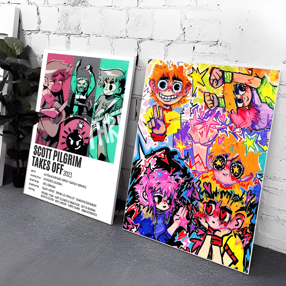 Scott Pilgrim Takes Off Classic Movie Posters Waterproof Paper Sticker Coffee House Bar Decor Art Wall Stickers