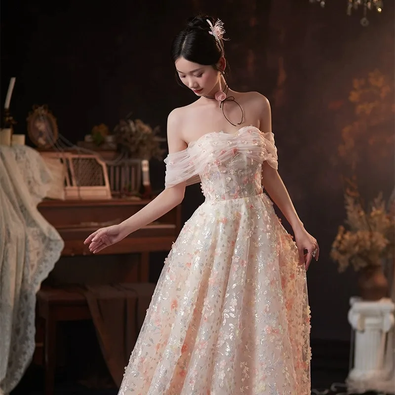 

Новинка 2023 года, женское летнее обручальное вечернее платье на одно плечо, модное милое вечернее студенческое экзаментное длинное платье с вокалом