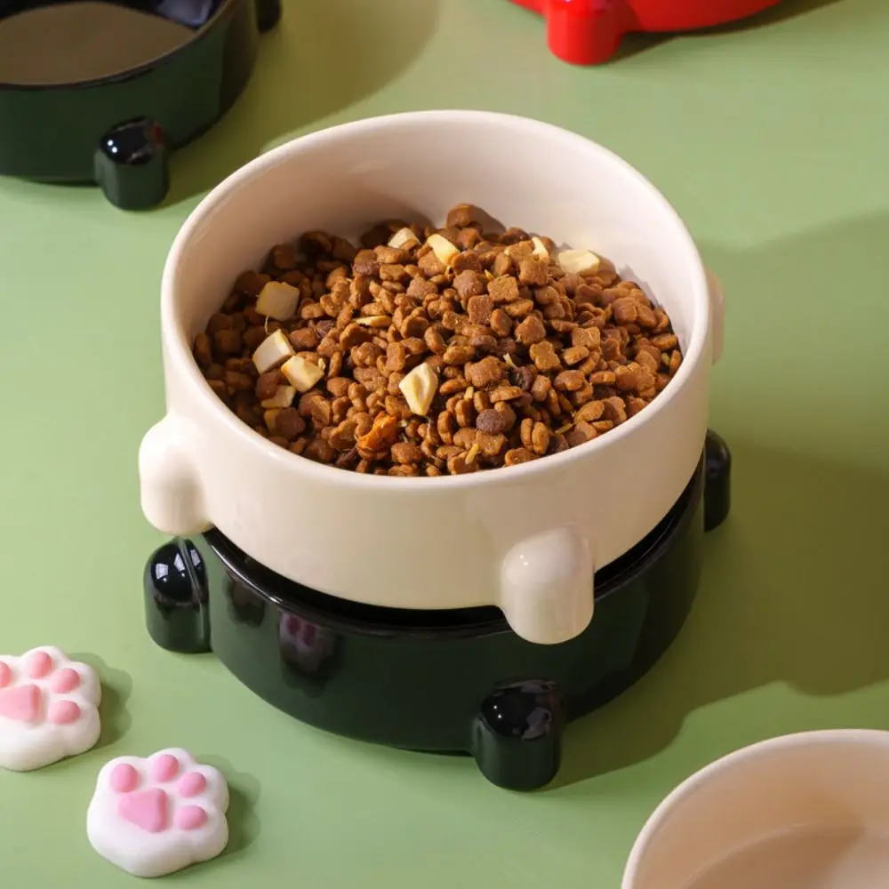 

Anti Knock Ceramic Cat Bowl Cute Multi-use Pet High Foot Bowl Anti Tipping Large Capacity Pet Drinking Feeder Water Container
