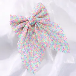 1pc Colorful Net Yarn & Glitter Bowknot Hair Clip Girl Hair Accessoires Kids Hair Clips Headwear Ideal Gift for Girls