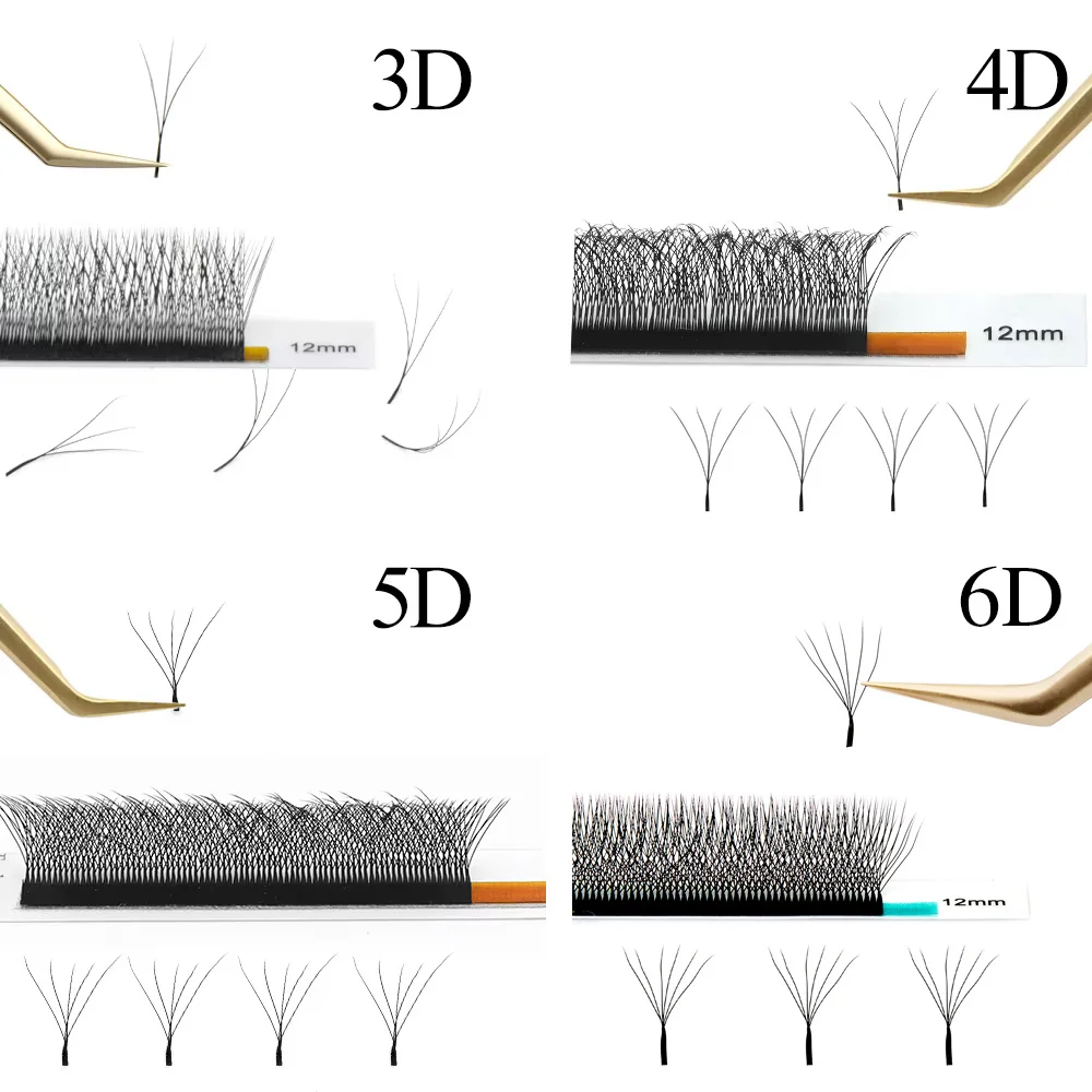 NAGARAKU 5 Cases 3D 4D 5D 6D W Shape Bloom Premade Fans Eyelash Extensions Natural Soft Light Full Dense