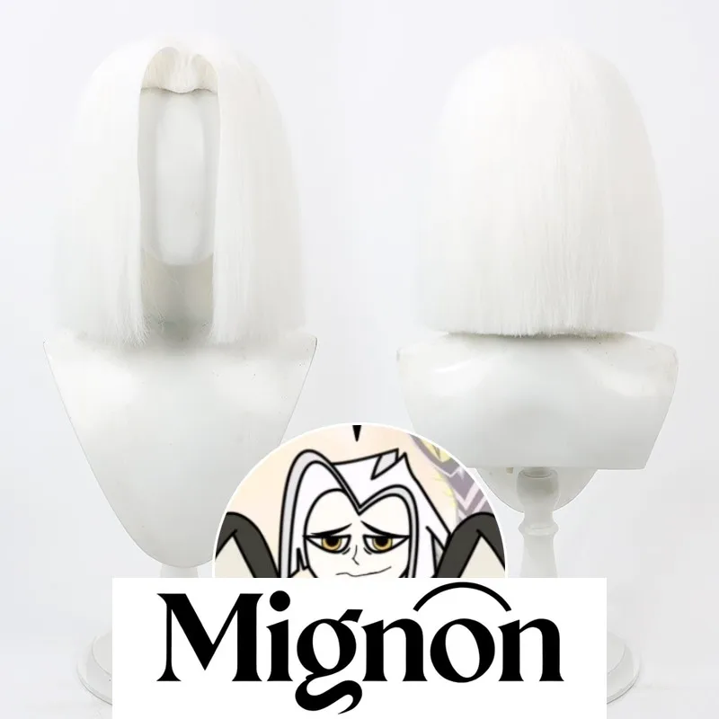 Hazbin Hotel Lute Cosplay Wig White Hair with Widow's Peak
