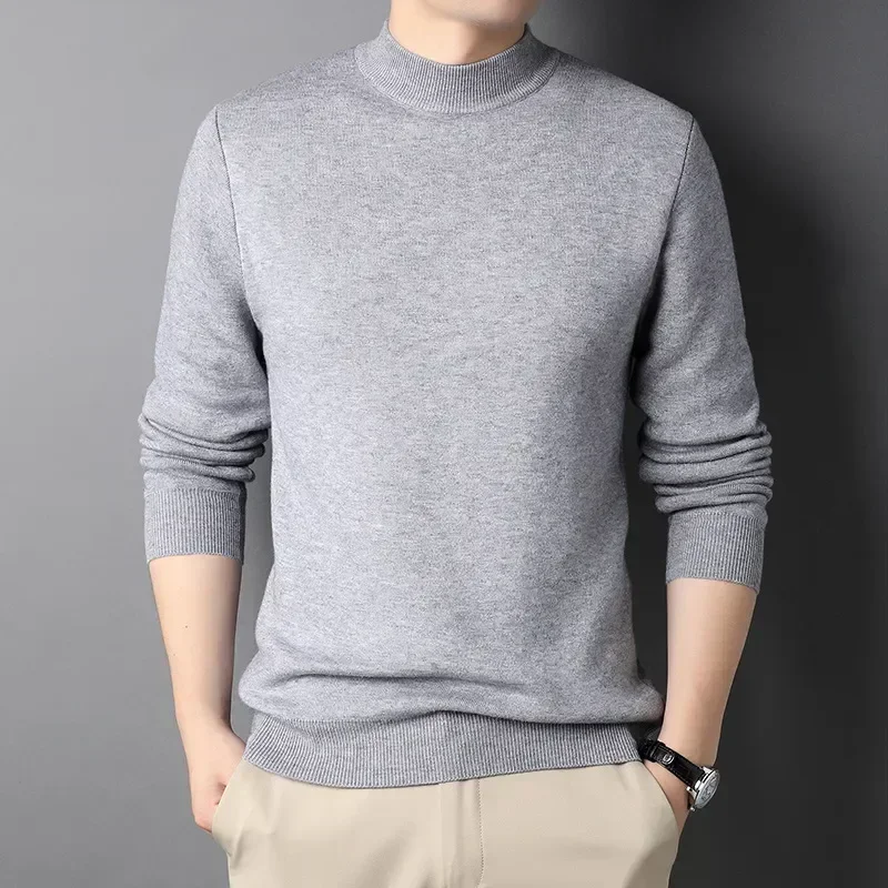 2024 Brand New Men's Cashmere Sweater Half Turtleneck Men Sweaters Knit Pullovers for Male Youth Slim Knitwear Man Sweater