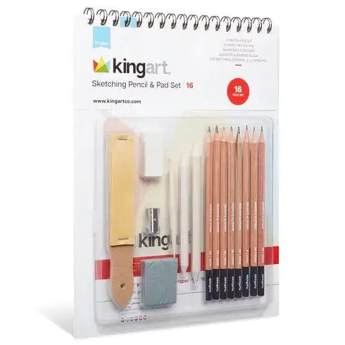 (3 pack) Kingart Studio, Sketching & Drawing Pencil Art Set Kit, 16 Pc., For Beginners and Experts