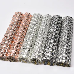 24X40Cm Bling Crystal Hot-Fix Glue Mesh Rhinestone 8-10Mm Square Self Adhesive Colorful Stone For Motif Diamond Sheet Banding