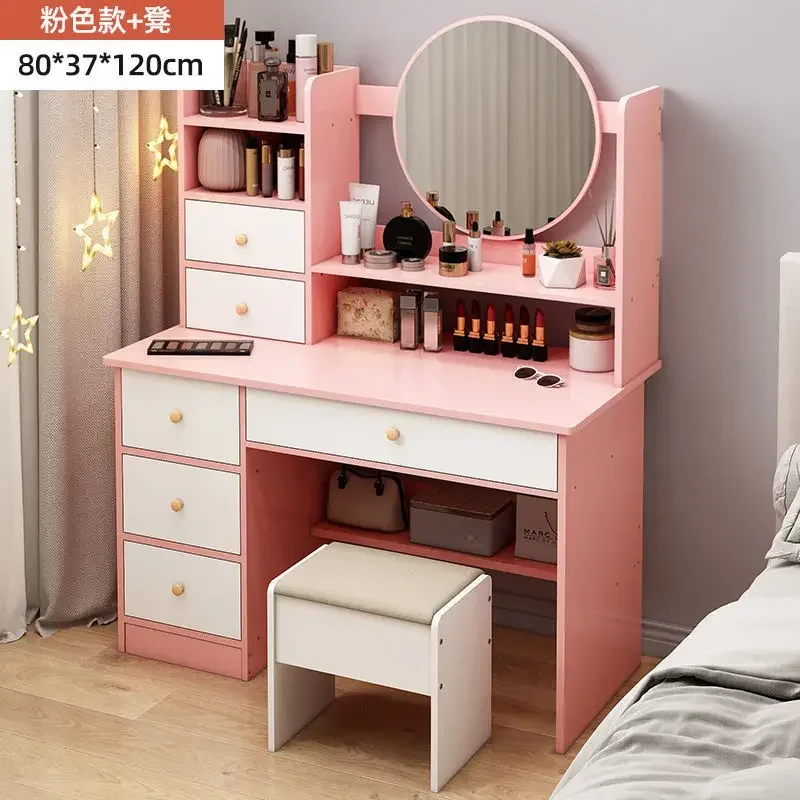 Set Meja Rias Rias 6 Laci Meja Rias LED Lemari Rias Klasik Furnitur Kamar Tidur Ruang Tamu Coiffeuse