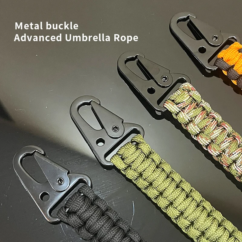 10m Tactical Paracord Keychain with Carabiner for Outdoor Gear Backpack Belt Hook