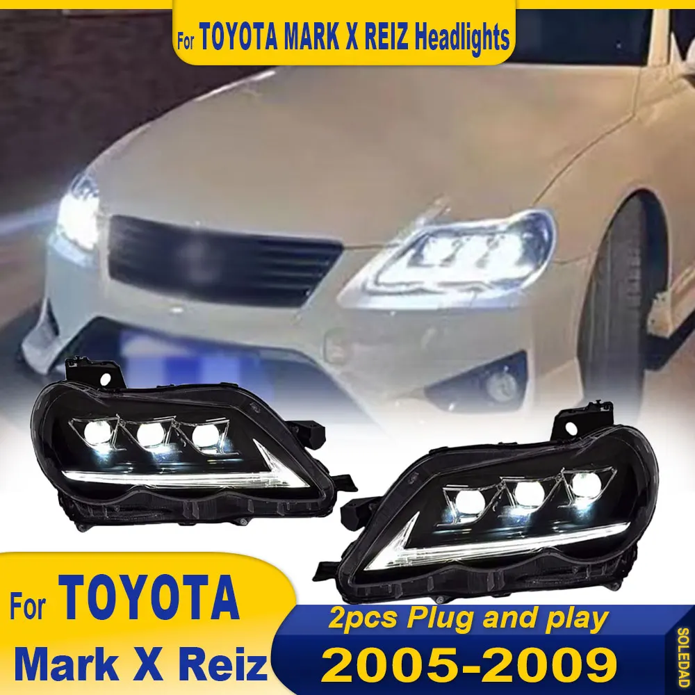 Head Lamp for Toyota Reiz Mark X LED Headlight 2005 2006 2007 2008 2009 Headlights Reiz DRL Turn Signal Angel Eye Projector Lens