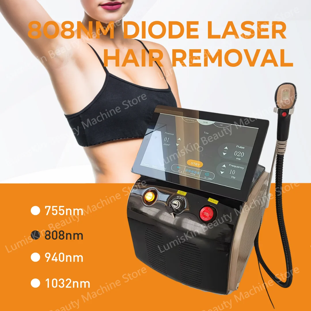 

Диодный лазерный аппарат для удаления волос, 4000 Вт, 808 нм: титановое охлаждение, постоянное безболезненное – профессиональный класс для салона и дома