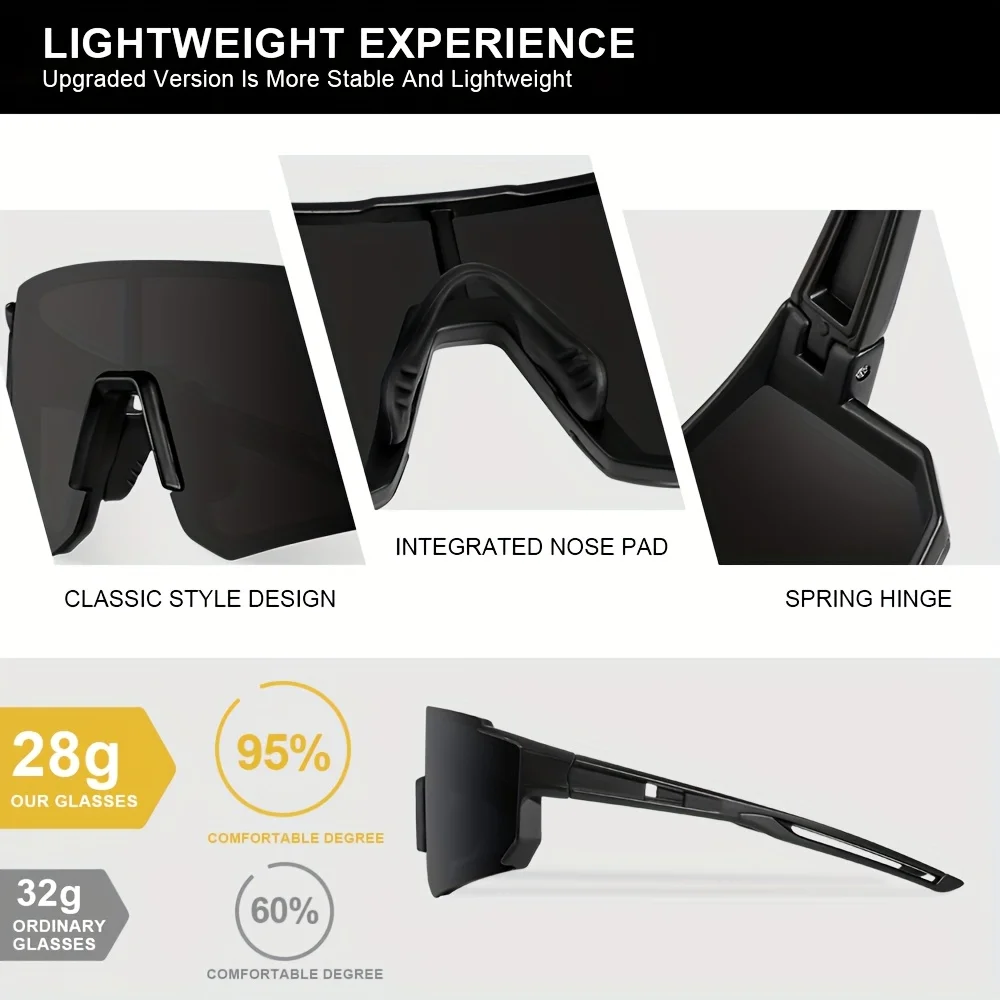 1/3PCS Oversize Outdoor Radfahren Sonnenbrille Männer Frauen Fahren Fahrrad Brille Fahrrad Sport Klettern Schutz UV400 Brille – Detail 3
