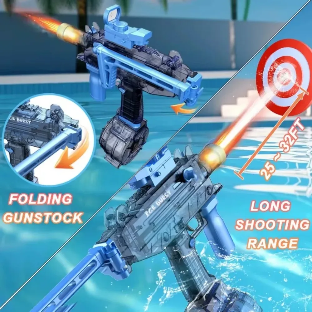 Pistolet na wodę z efektem płomienia, elektryczny, szybki, ciągły strumień, letnia gra strzelanka na plażę, na zewnątrz, idealny na prezent na Boże Narodzenie lub urodziny.