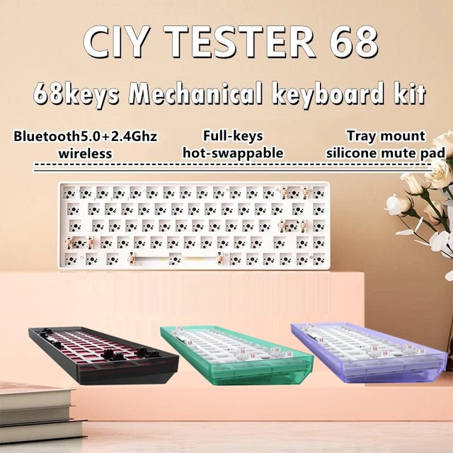 Tester68 Mechanical Keyboard Kit Tes68 3/5pin Hot Swap Shaft Base Axis  BT5.0+2.4G Customized Bluetooth Wireless Keyboard - AliExpress