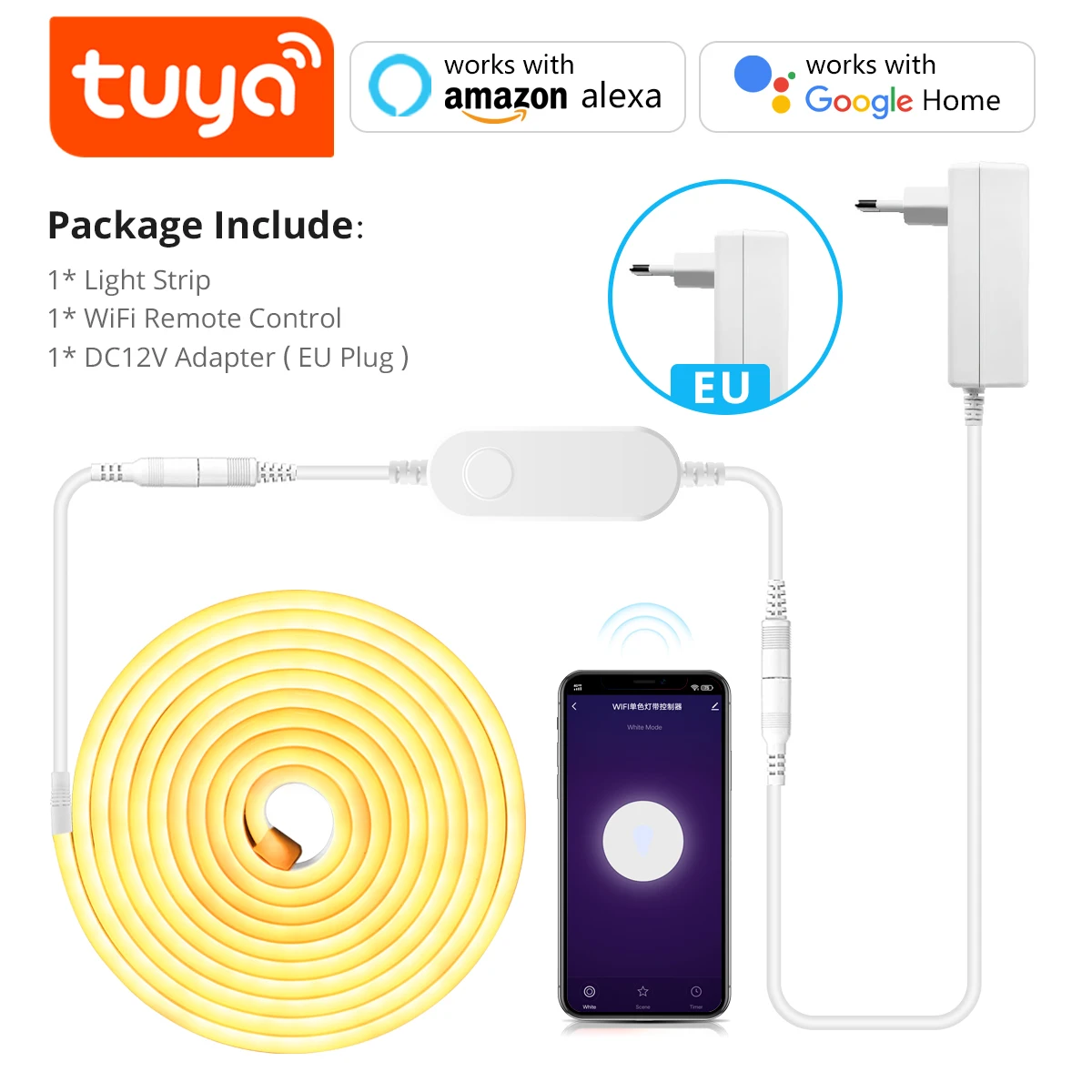 Tuya – bande lumineuse LED avec interrupteur Wifi, panneau néon RGB pour maison intelligente, ruban lumineux avec télécommande sans fil pour Alexa et Google Home