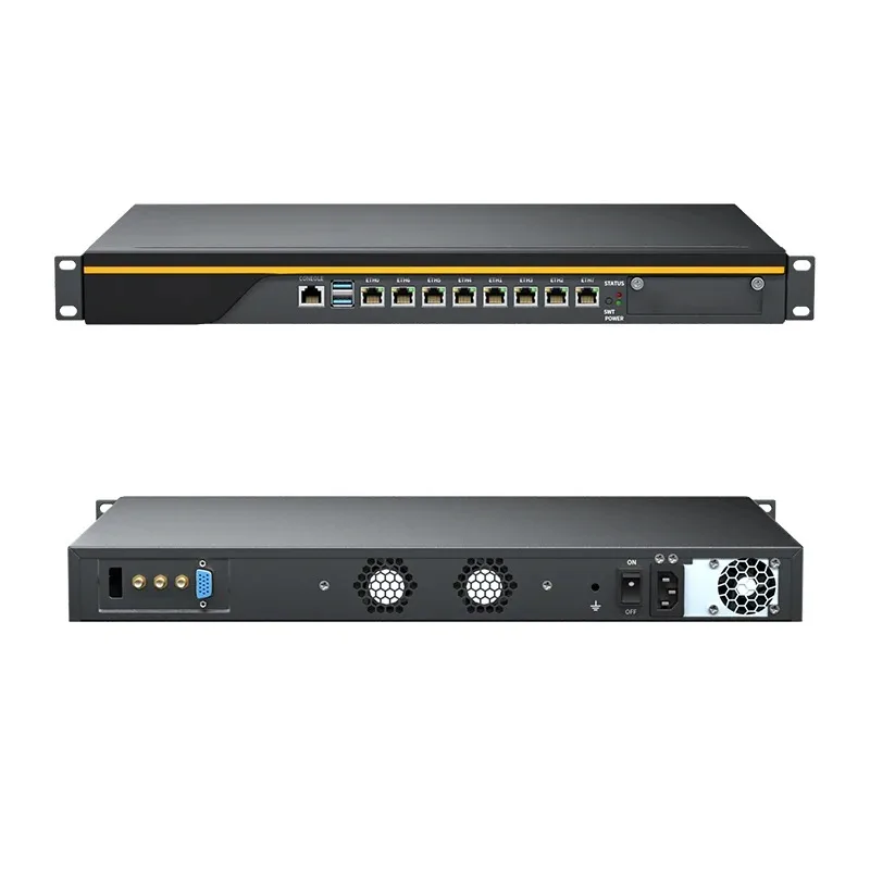 【New Arrival】1U Rackmount LGA1151 Firewall Appliance I7 9700 I5 9400 I3 9100 8 LAN 2 4 10G SFP PfSense OPNsense Mikrotik Server