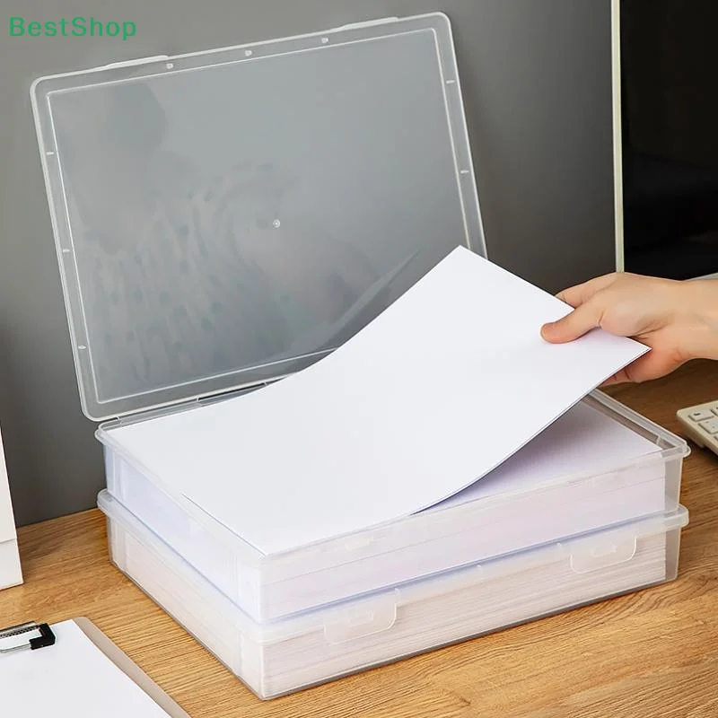 〔★★★〕Transparent A4 File Box Desktop File Storage Organizer With Lids-Document Storage Containers For Office Home