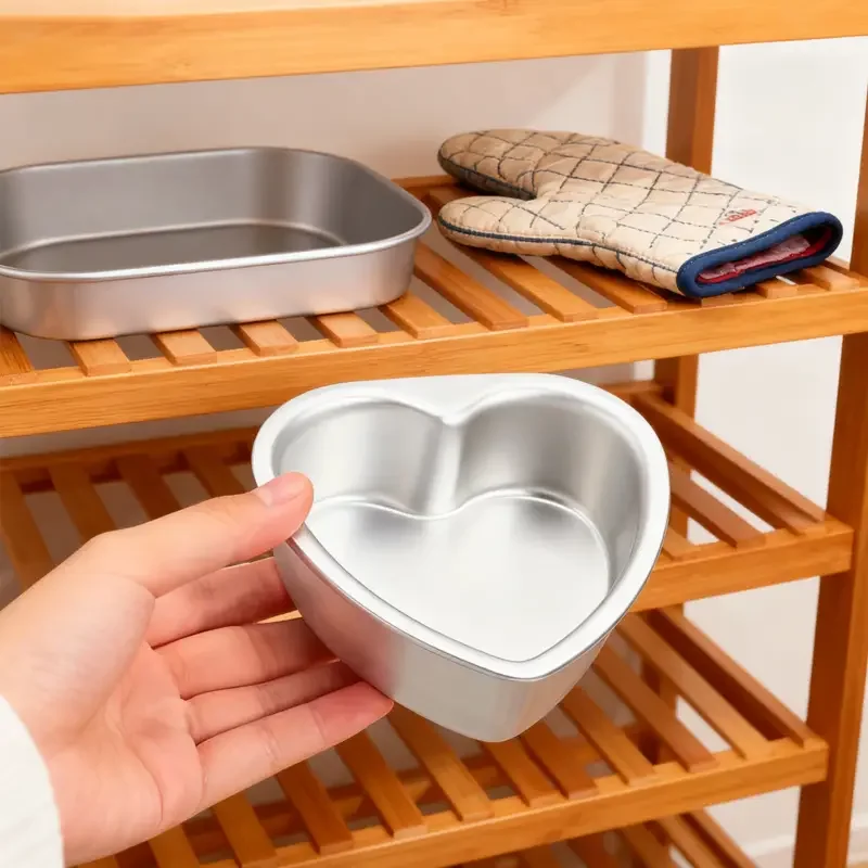 1PCS Heart Shape Cake Pan,Removable Bottom Baking Mold for Cheesecake, Valentine's Day,Birthday,Wedding,Non-Stick Aluminum Alloy view 5