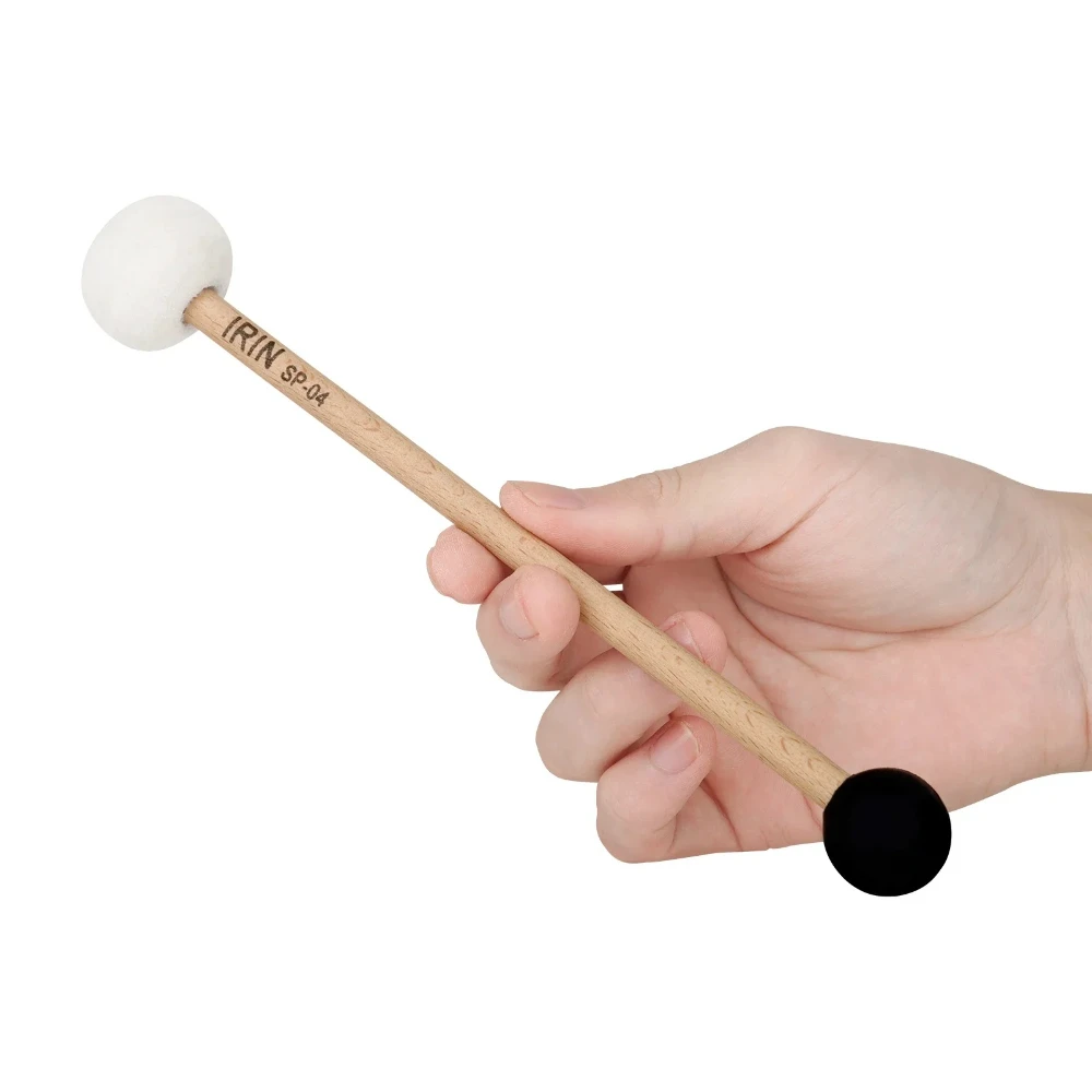 IRIN Drumstick Beech Handle Trumpet Drumsticks Practice Double-ended Felt Performance Percussion Musical Instruments Accessories