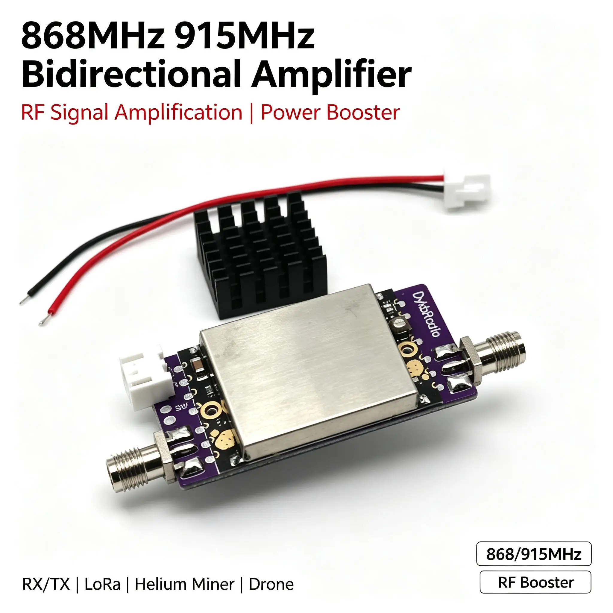 DYKB Bidirectional Amplifier 868Mhz 915Mhz RF POWER Booster RX/TX LORA Helium Miner Drone Signal Amplification Module SMA Board
